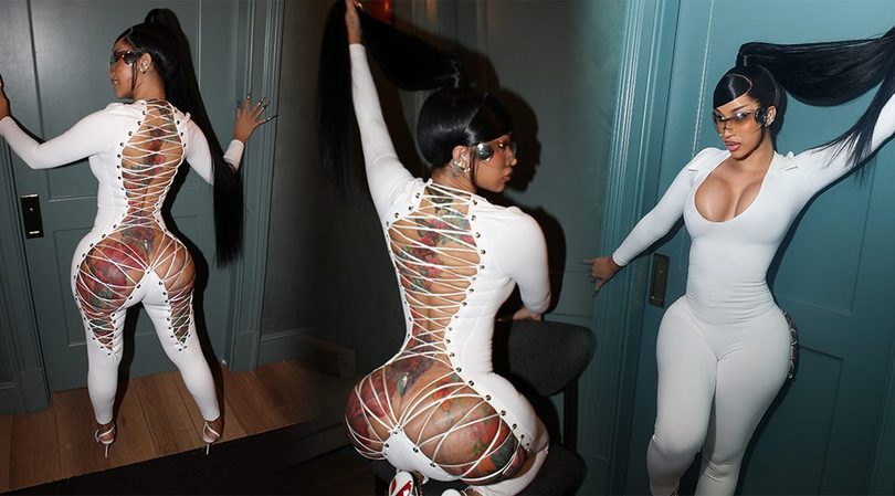 Cardi B’s White Catsuit Barely Contains That Legendary Cleavage and Tattooed Ass