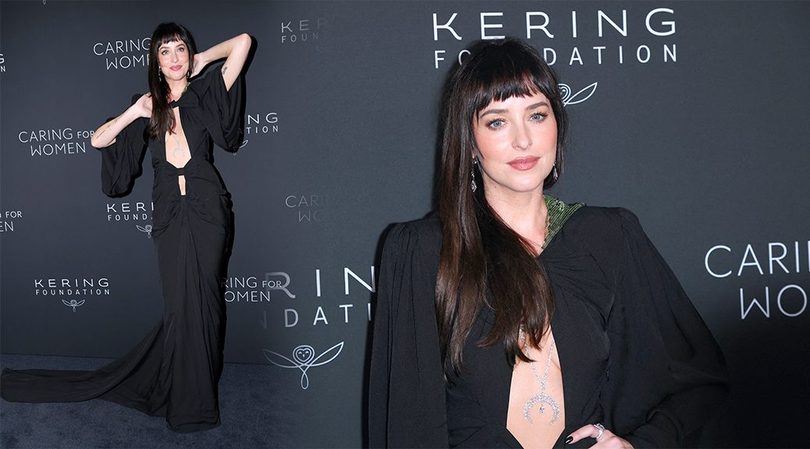 Dakota Johnson Turns Heads in Plunging Black Valentino at the Kering Foundation Dinner