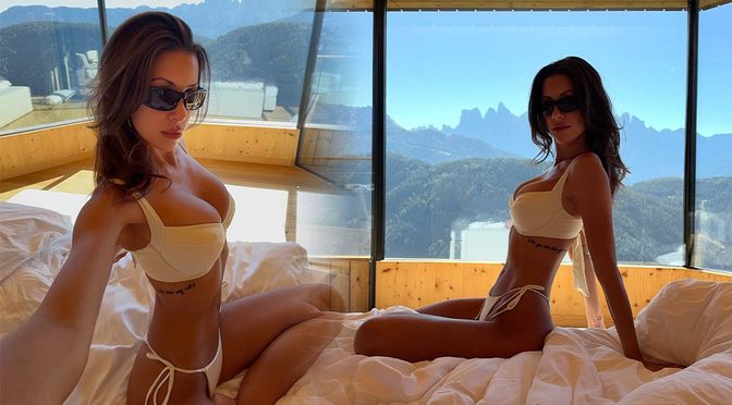 Devin Brugman Fills Out That White Underwire Bikini and Turns a Mountain Cabin Into Pure Fantasy