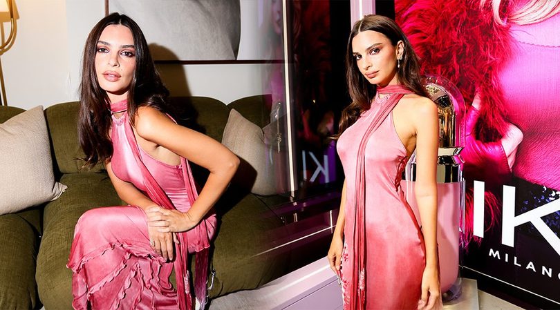 Emily Ratajkowski Pushes the Limits in a Clingy Pink Satin Dress at NYC Launch