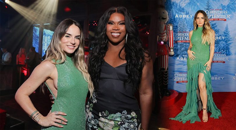 JoJo Levesque Flashes Sideboob and Endless Legs in That Sparkly Green Dress at Christmas in September