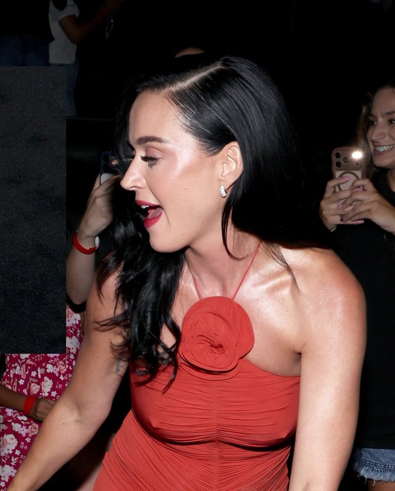 Katy Perry Pokies In Red Dress