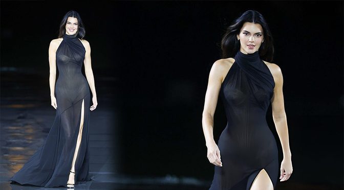 Kendall Jenner’s Sheer Black Mesh Leaves Almost Nothing Hidden as She Opens L’Oréal Paris Runway
