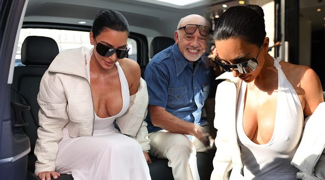 Kim Kardashian’s White Halter Dress Nearly Bursts as Her Huge Breasts Take Over Paris Streets