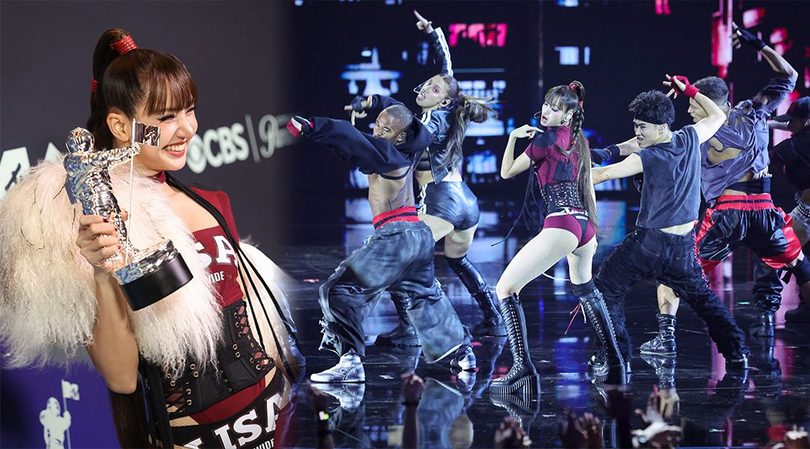 Lisa’s Tight Maroon Bodysuit and Fishnet Legs Set the VMAs Stage on Fire