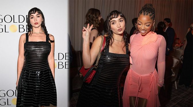 Rowan Blanchard Goes Braless in Sheer Black Dress at Golden Globes Party