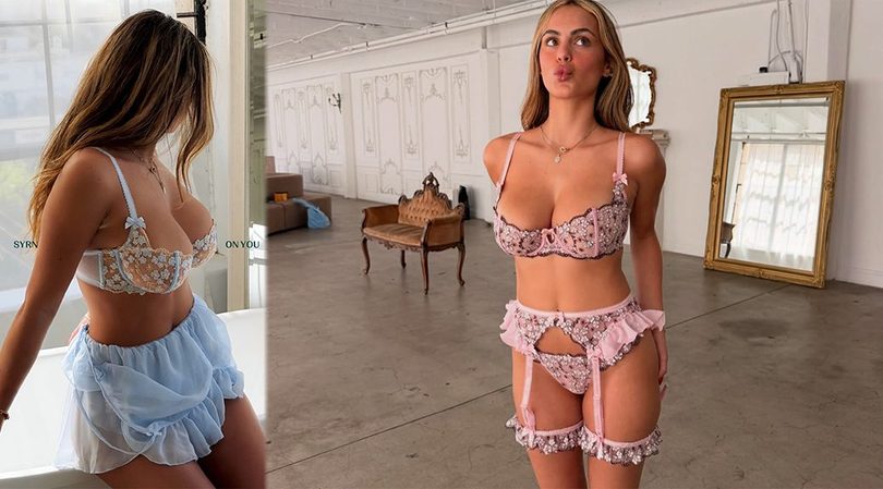 Sarabella Harris Turns Up the Heat in Soft Blue SYRN Lingerie for a Dreamy New Campaign