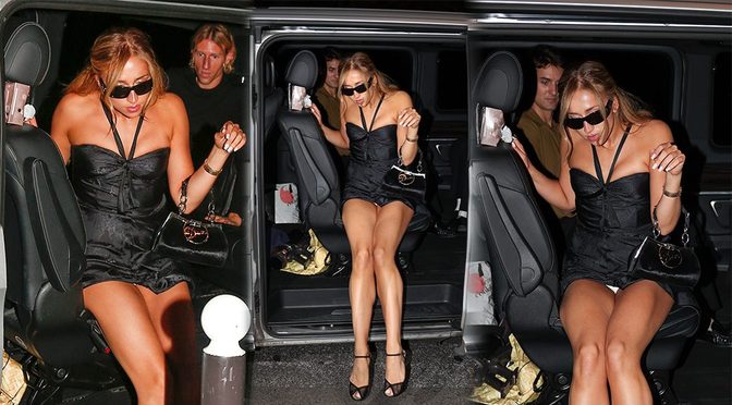 Tate McRae’s Tiny Black Versace Dress Barely Covers Those Endless Legs in Paris