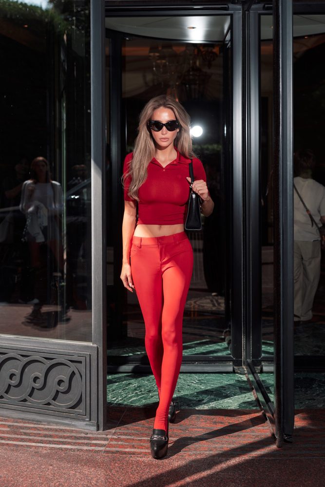 Alix Earle Busty Red Crop Top Milan Street Style