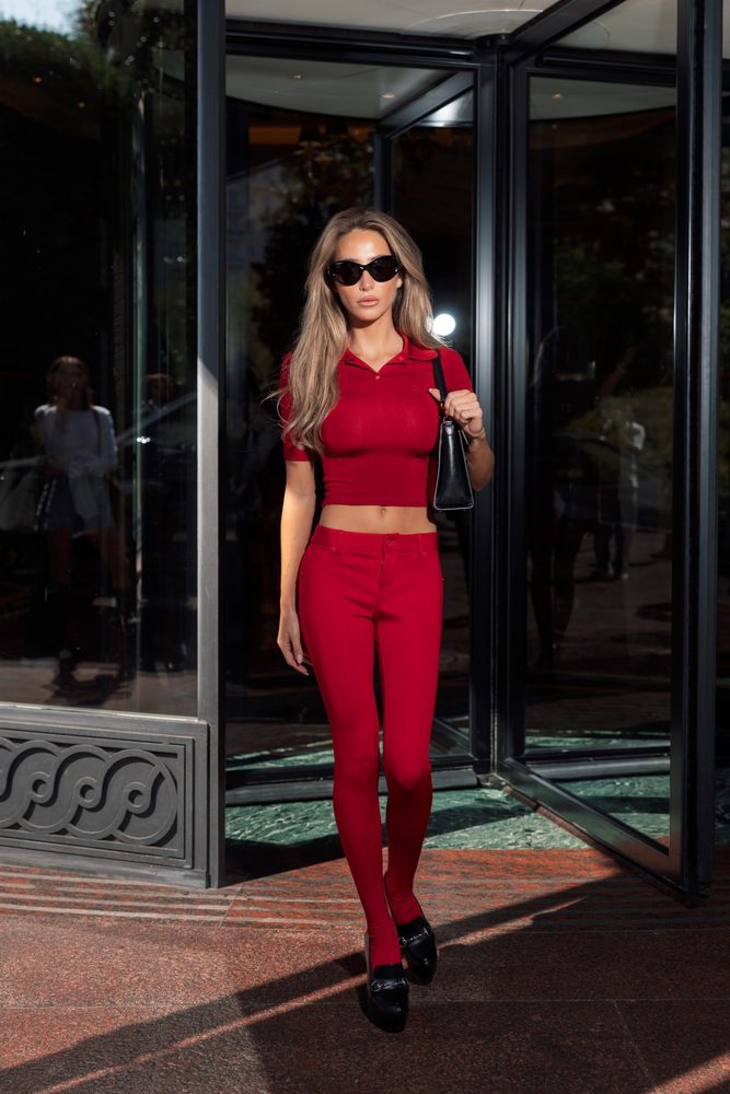 Alix Earle Busty Red Crop Top Milan Street Style