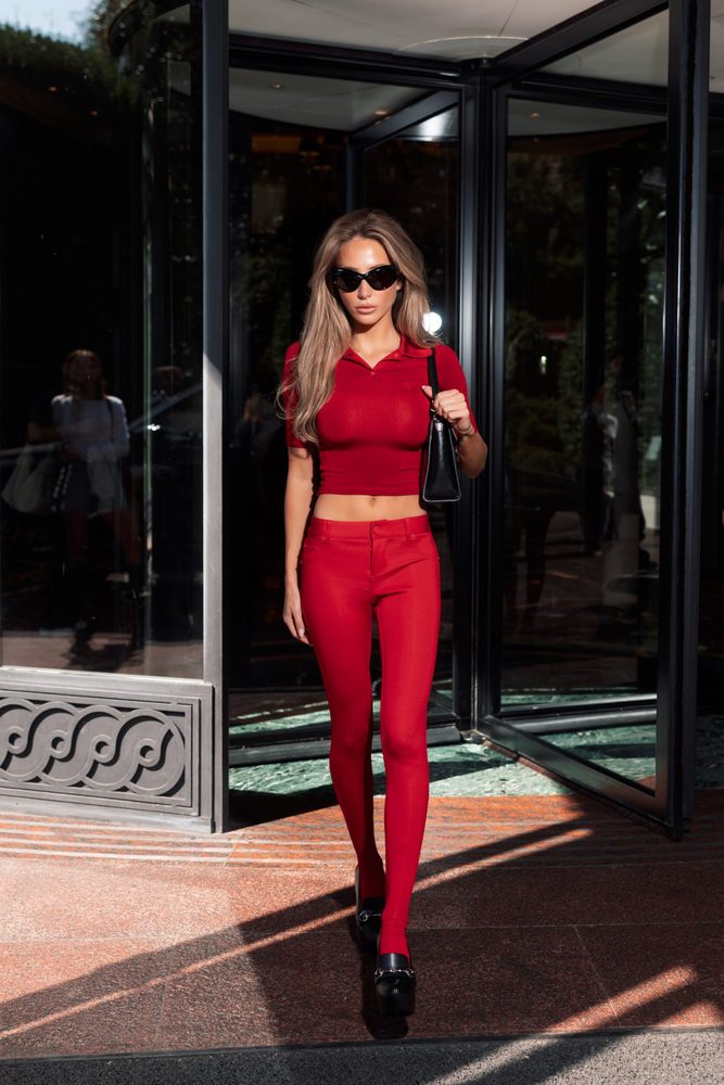 Alix Earle Busty Red Crop Top Milan Street Style