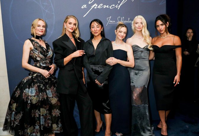 Anya Taylor Joy Metallic Grey Strapless Gown Cleavage Tiffany Paris Dinner