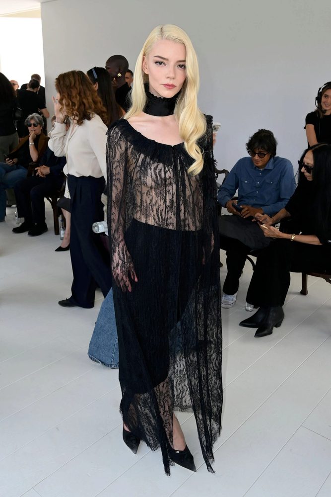 Anya Taylor Joy See Through Lace Bare Breasts Dior Front Row