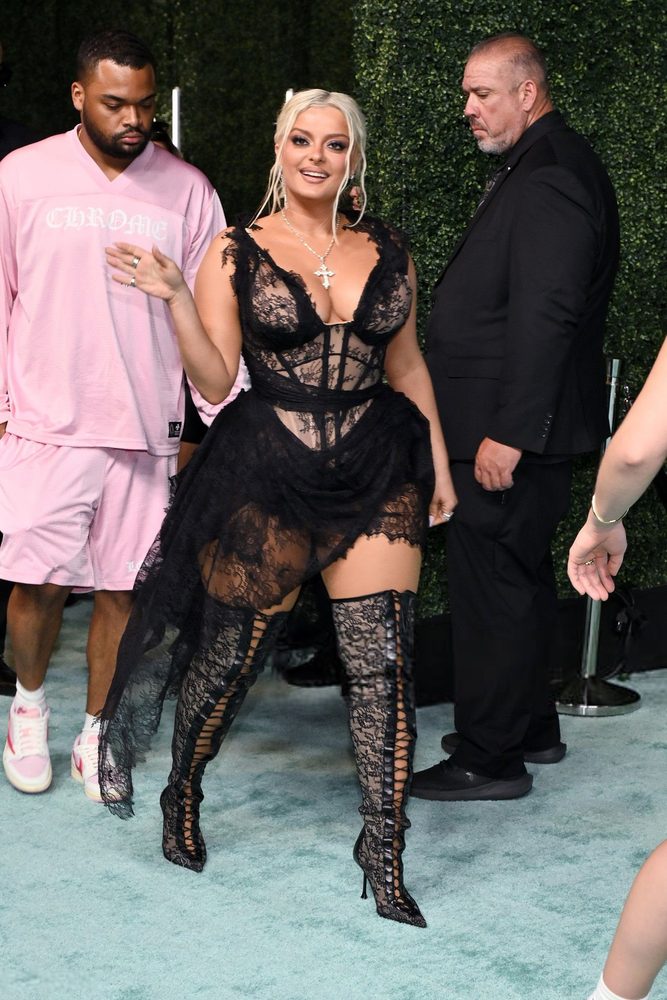 Bebe Rexha Huge Boobs Sheer Lace Corset Mtv Vmas