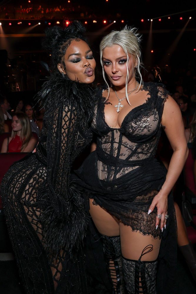Bebe Rexha Huge Boobs Sheer Lace Corset Mtv Vmas