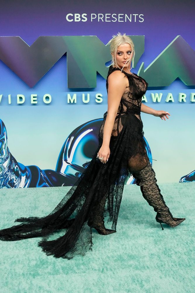 Bebe Rexha Huge Boobs Sheer Lace Corset Mtv Vmas