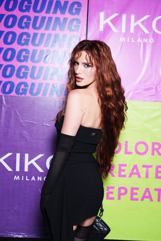 Bella Thorne Black Mini Dress Stockings Kiko Milano Party