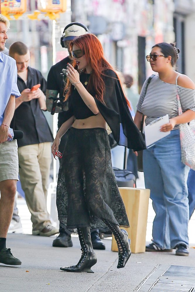 Bella Thorne Bra Sheer Black Top Lace Skirt Nyc