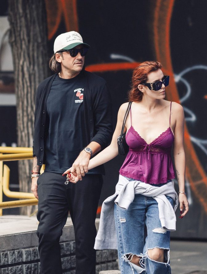 Bella Thorne Braless Purple Lace Cleavage Milan Street Style