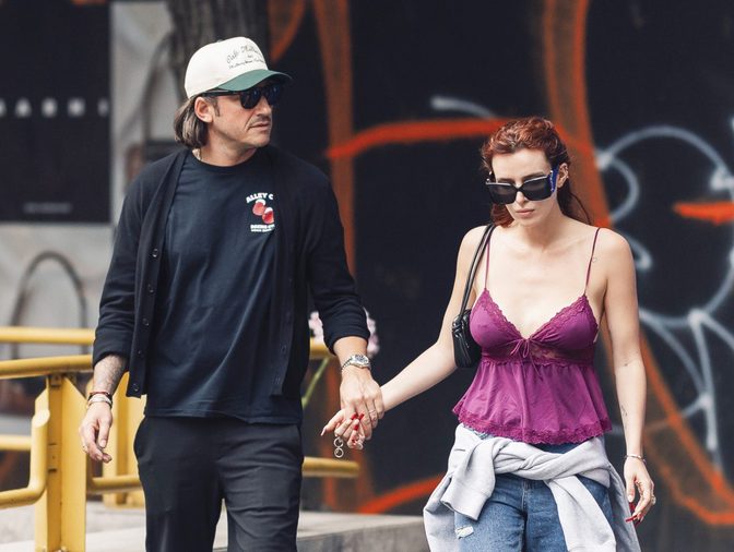 Bella Thorne Braless Purple Lace Cleavage Milan Street Style