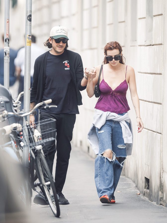 Bella Thorne Braless Purple Lace Cleavage Milan Street Style