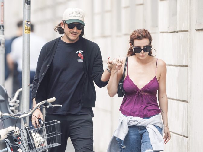 Bella Thorne Braless Purple Lace Cleavage Milan Street Style