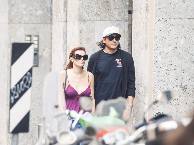 Bella Thorne Braless Purple Lace Cleavage Milan Street Style