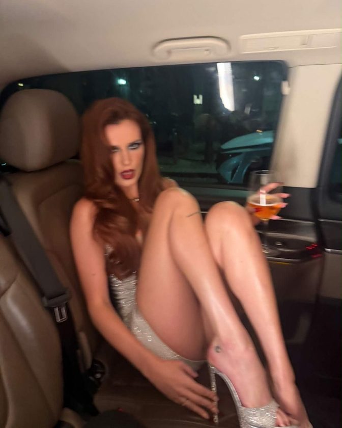 Bella Thorne Silver Sequin Mini Long Legs Cleavage Car