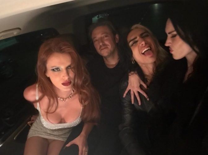 Bella Thorne Silver Sequin Mini Long Legs Cleavage Car