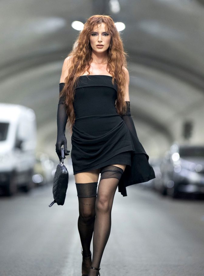 Bella Thorne Tight Black Mini Curves Sheer Stockings Milan