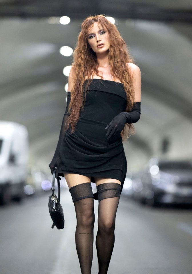 Bella Thorne Tight Black Mini Curves Sheer Stockings Milan