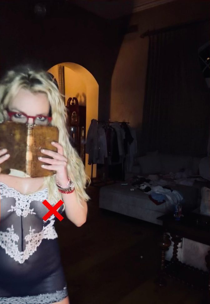 Britney Spears Sheer Lace Chemise Book Red Glasses Halloween