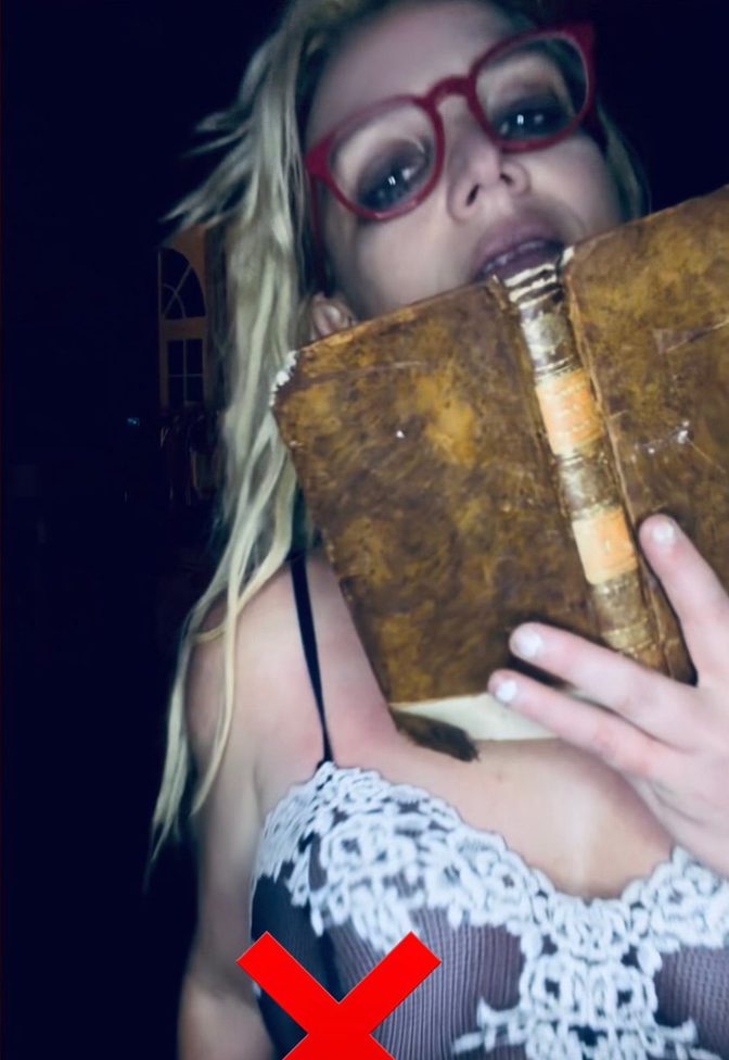 Britney Spears Sheer Lace Chemise Book Red Glasses Halloween