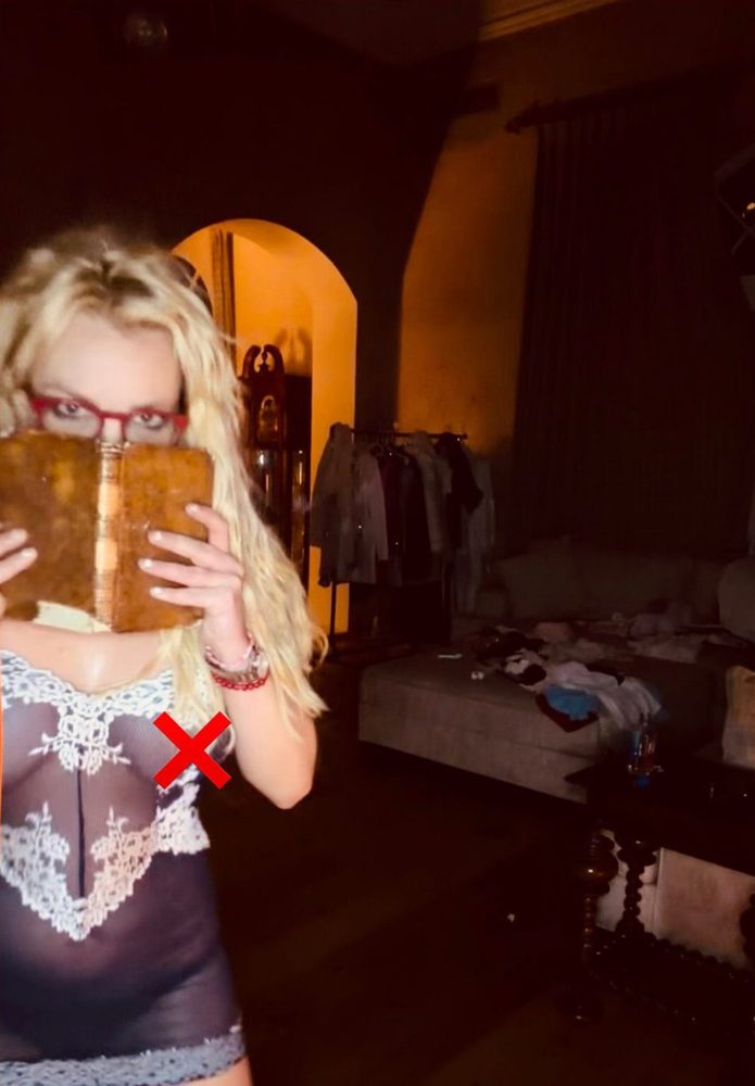 Britney Spears Sheer Lace Chemise Book Red Glasses Halloween