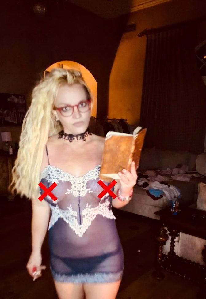 Britney Spears Sheer Lace Chemise Book Red Glasses Halloween