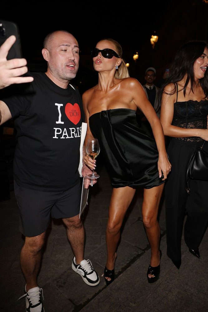 Brooks Nader Cleavage Bare Legs Black Satin Romper Revolve Paris