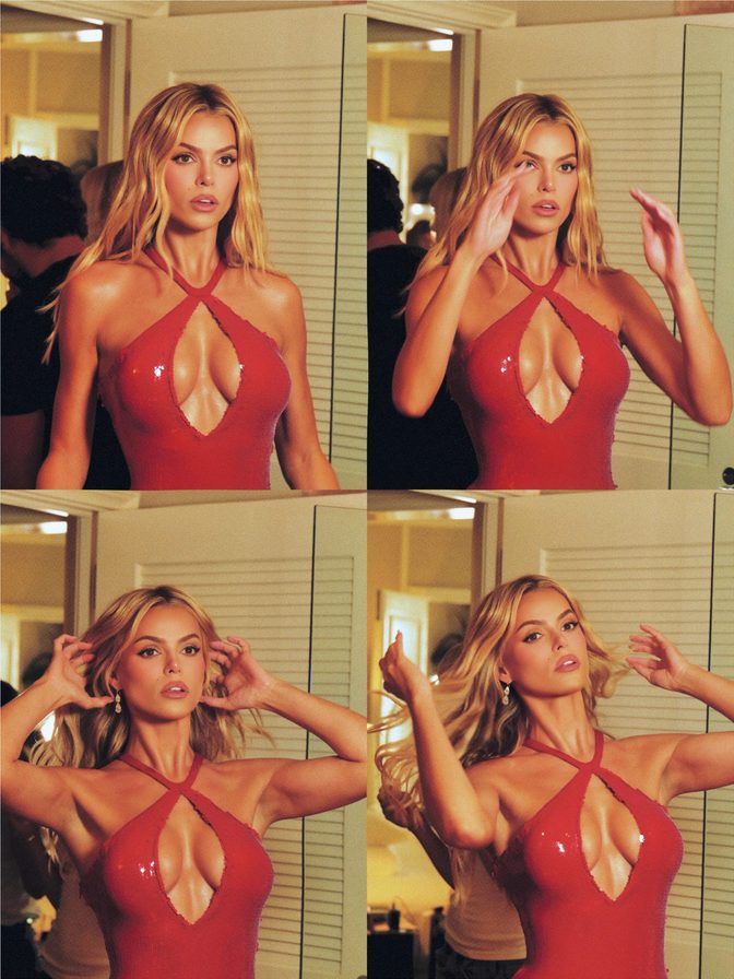 Brooks Nader Massive Cleavage Legs Red Sequin Emmys Amber Asaly