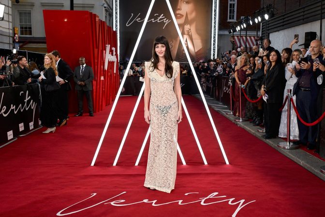 Dakota Johnson See Through Lace Black Lingerie Verity Premiere