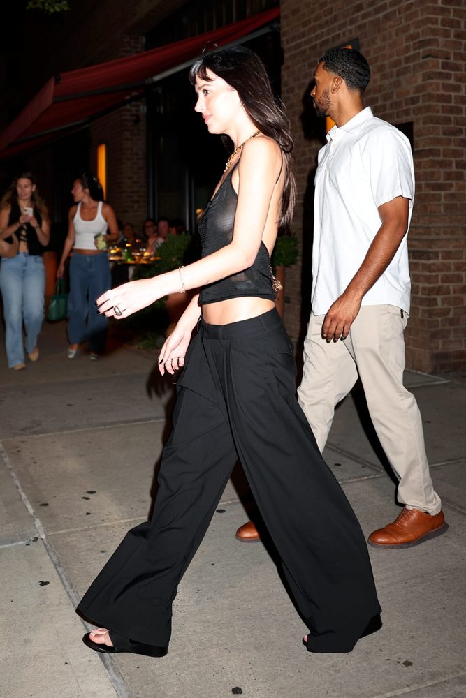 Dakota Johnson Sheer Tank Boobs Nipples Braless Nyc
