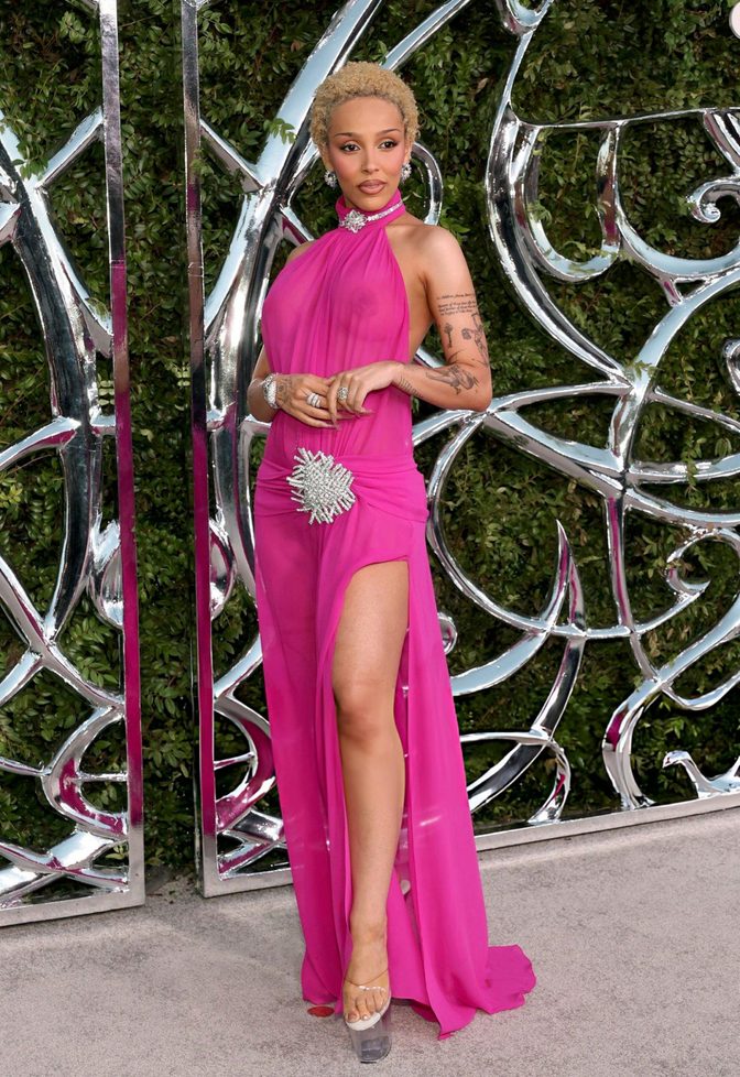 Doja Cat Sheer Pink Dress Bare Boobs Lucas Museum