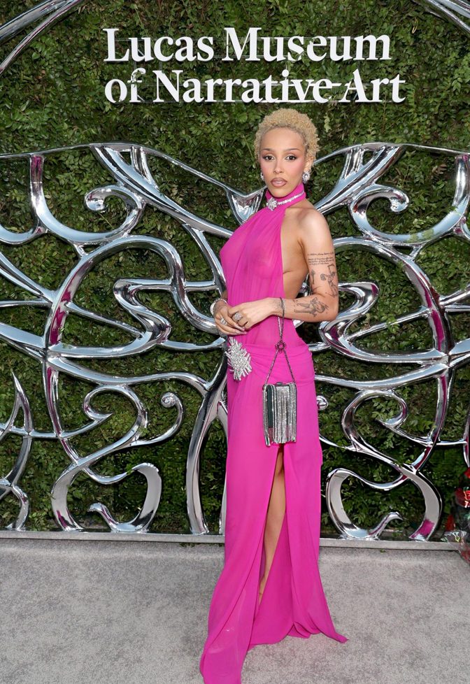 Doja Cat Sheer Pink Dress Bare Boobs Lucas Museum