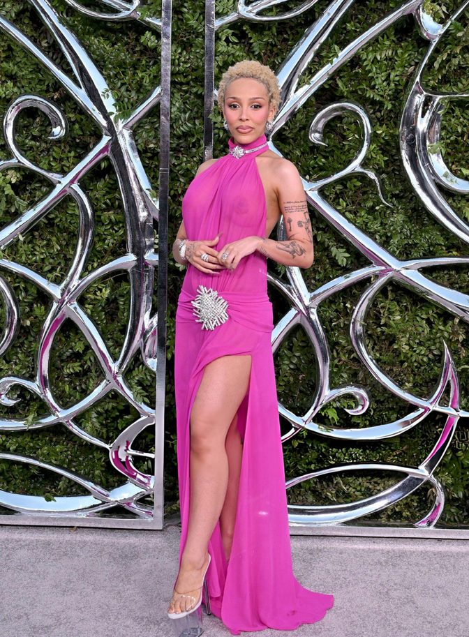 Doja Cat Sheer Pink Dress Bare Boobs Lucas Museum
