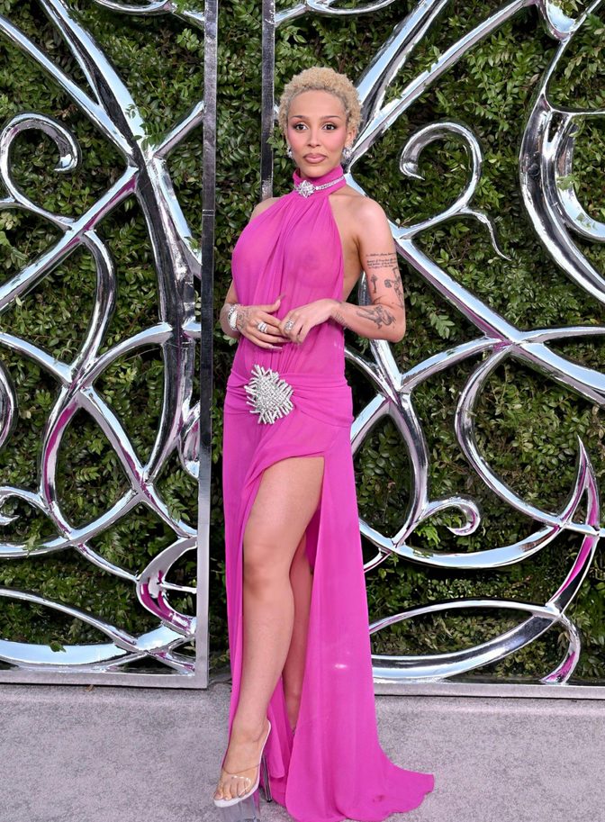 Doja Cat Sheer Pink Dress Bare Boobs Lucas Museum