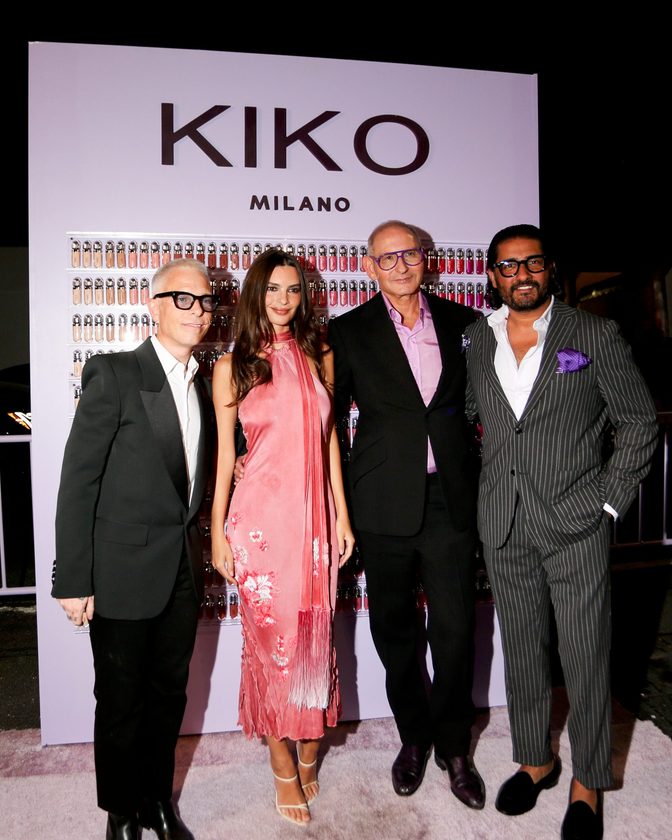 Emily Ratajkowski Busty Pink Satin Dress Kiko Milano