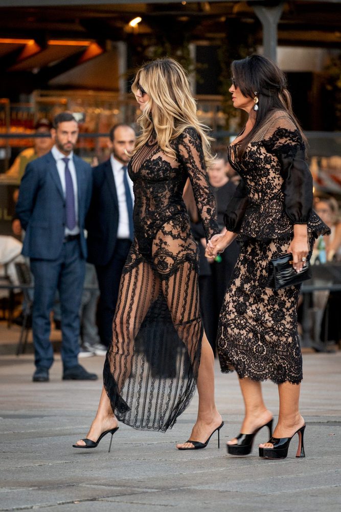Heidi Klum See Through Lace Thong Breasts Ass Vogue World Milan