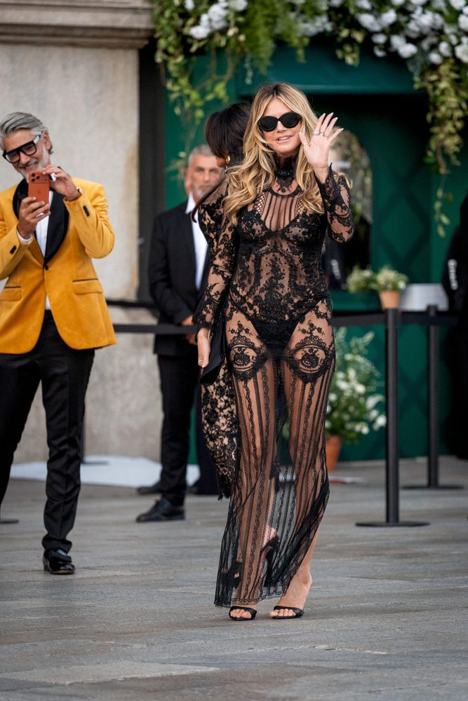 Heidi Klum See Through Lace Thong Breasts Ass Vogue World Milan