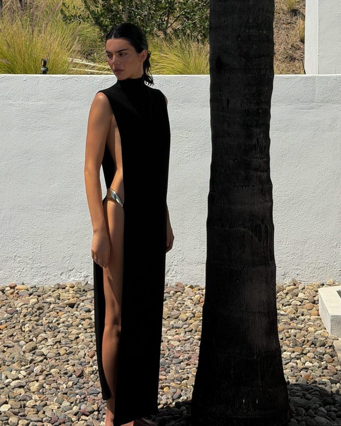 Kendall Jenner Bare Thighs High Slit Dress Revolve Magazine Issue One