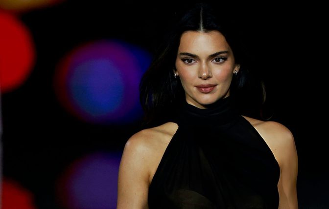 Kendall Jenner Sheer Black Mesh Dress Loreal Paris High Slit