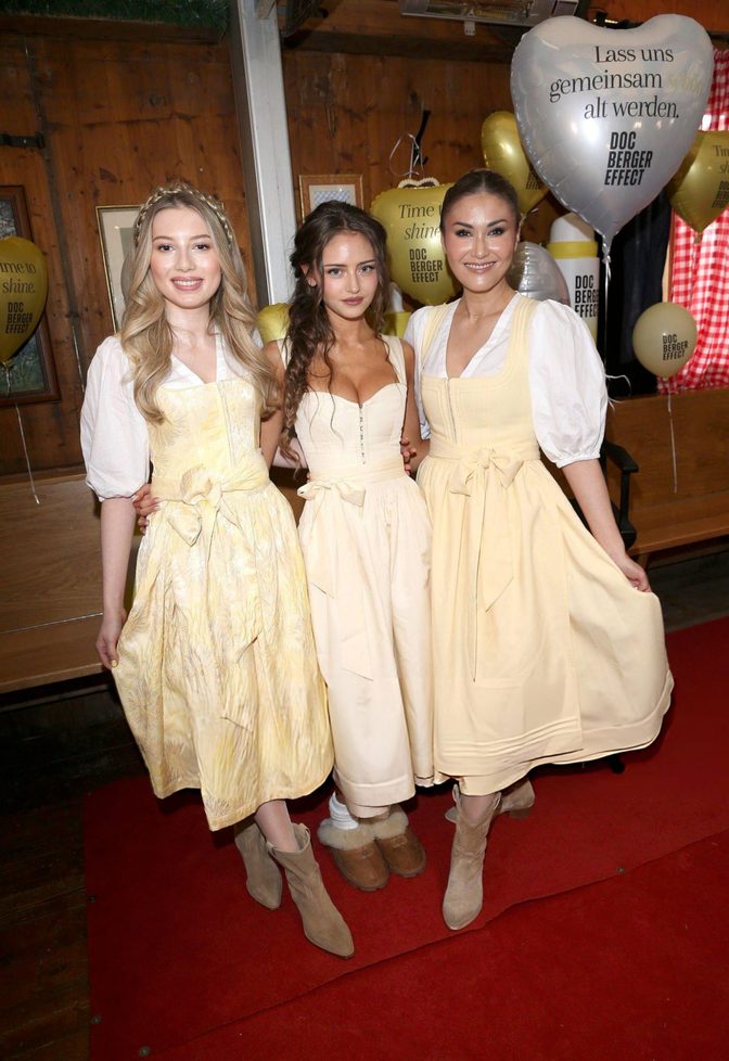 Leni Klum Cream Dirndl Deep Cleavage Doc Berger Wiesn Lunch