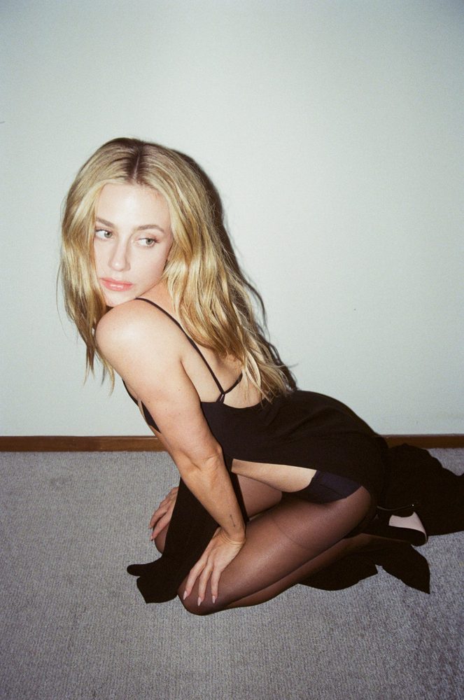 Lili Reinhart Sexy Black Slip Sheer Tights Lace Mask Interview